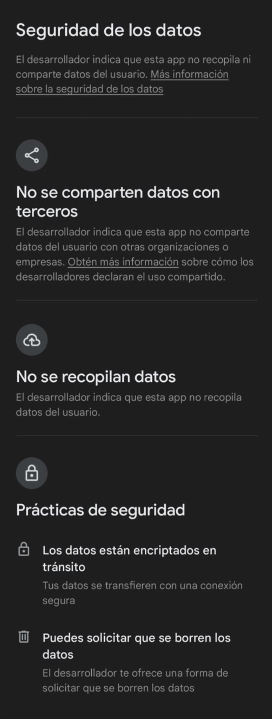 Pratiques de sécurité des données Google Play Store