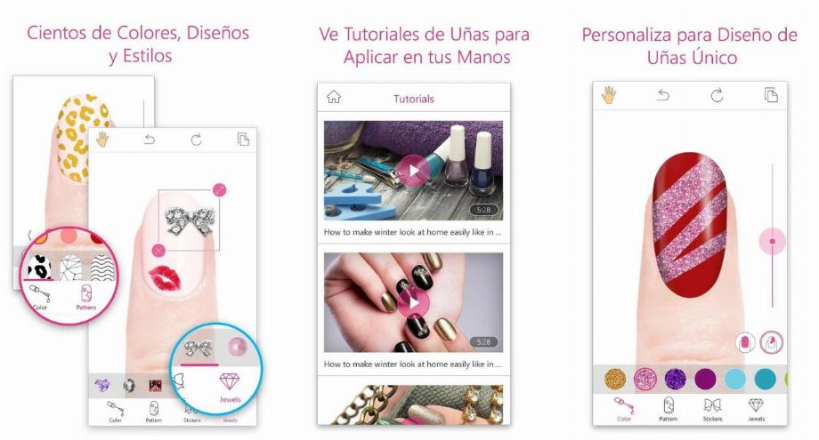Une fois qu'un design a été sélectionné, vous pouvez utiliser l'appareil photo de votre appareil mobile pour prendre une photo de la main ou utiliser la fonction de réalité augmentée. (Ongles YouCam)