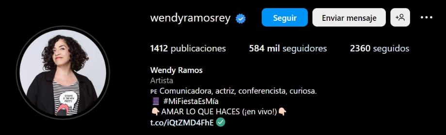Le compte Instagram de Wendy Ramos. (Capture)