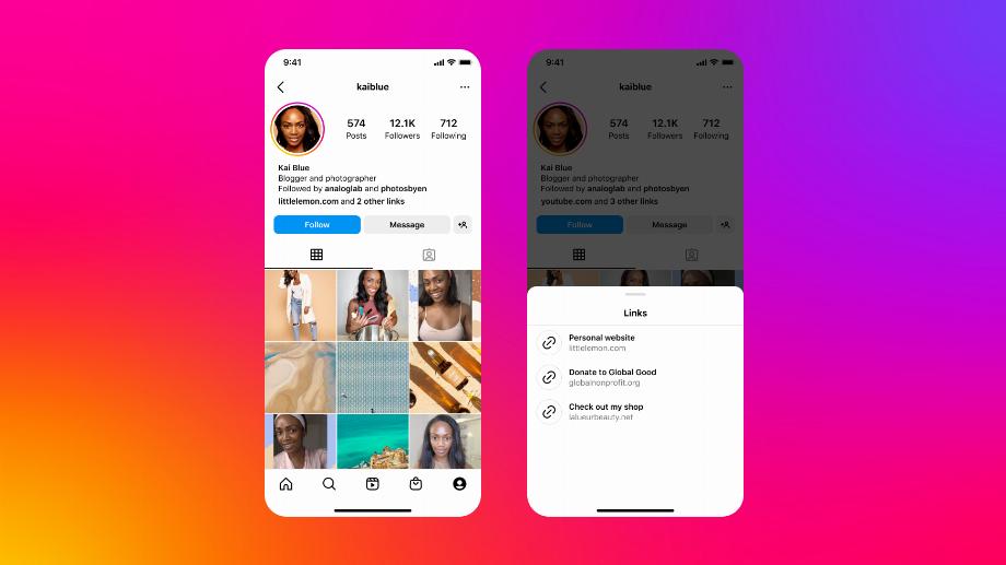 Instagram vous permettra de publier jusqu'à cinq liens sur un profil. (instagram)