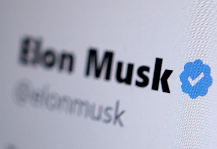Le badge de vérification du compte Twitter d'Elon Musk est visible sur cette illustration prise le 4 novembre 2022. REUTERS/Dado Ruvic/Illustration/File