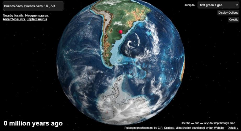 La carte interactive Ancient Earth Globe montre à quoi ressemblait la Terre, un pays ou une ville il y a des millions d'années. (Capture)
