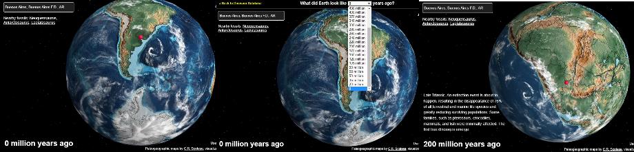 La carte interactive Ancient Earth Globe montre à quoi ressemblait la Terre, un pays ou une ville il y a des millions d'années. (Capture)