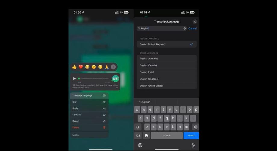 L'application vous permettra également de rechercher des mots dans les audios. (WABetaInfo)