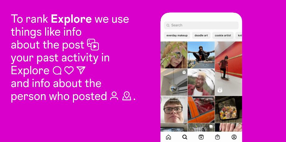 Instagram explique comment fonctionne son algorithme de recommandation de contenu dans Explore. (instagram)