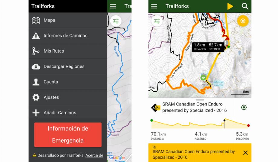 La plate-forme est axée sur le VTT, ses données sont donc axées sur ce sport.