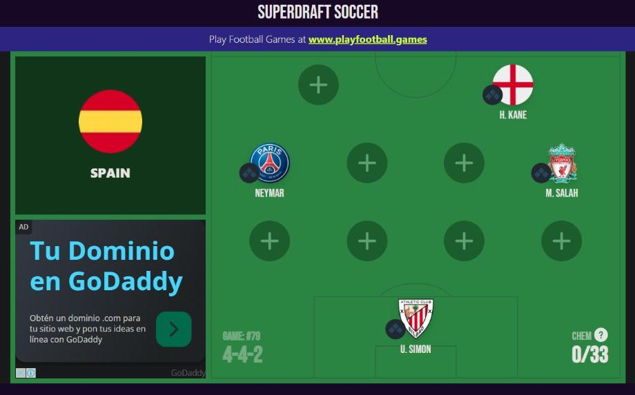 Superdraft Soccer appelle à la création d'une liste de départ comprenant des joueurs d'une équipe, d'une ligue ou d'une nationalité spécifique. (Capture)