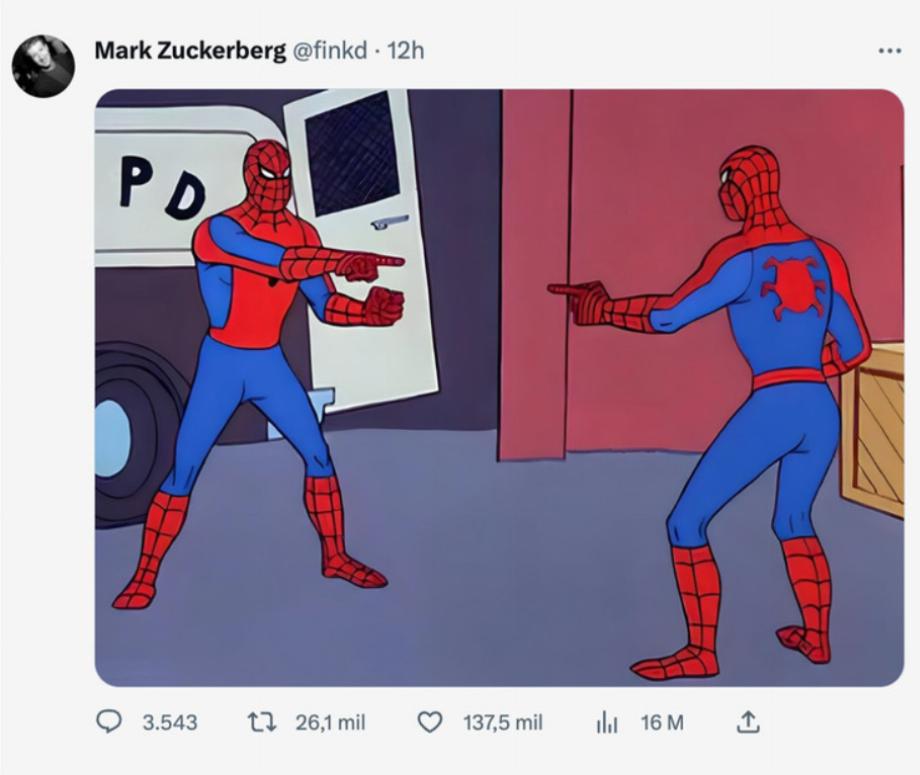 Mark Zuckerberg a de nouveau utilisé son compte Twitter après 12 ans pour se moquer du réseau social d'Elon Musk et attirer plus d'utilisateurs sur Threads. (Capura)