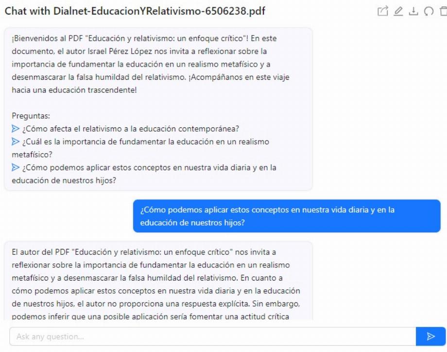 Le site ChatPDF permet de transformer un tel fichier en intelligence artificielle et de poser des questions sur son contenu. (Capture)