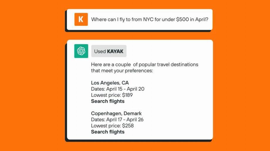 La fonctionnalité ChatGPT de Kayak fonctionne comme un assistant de voyage virtuel.
