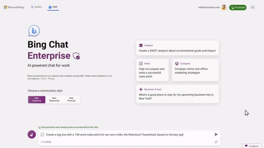 Microsoft crée une version sécurisée de Bing avec ChatGPT pour les entreprises. (Microsoft)