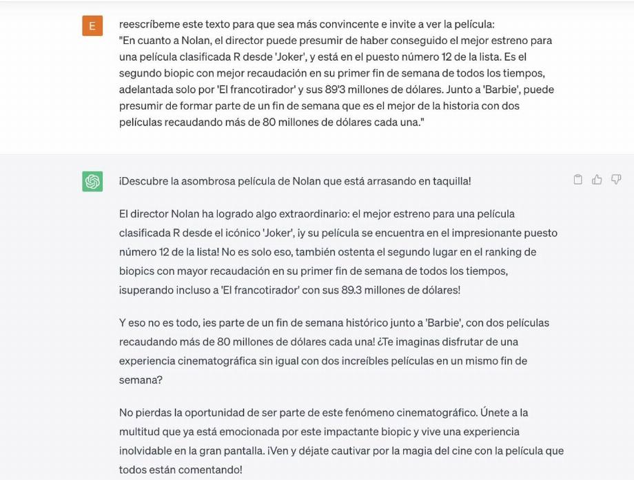La vérification de texte avec ChatGPT peut aider à réécrire des textes entiers. (Genbeta)