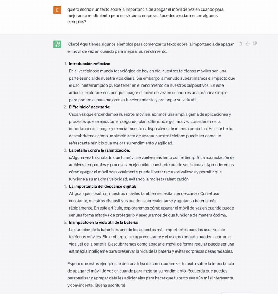 La vérification de texte avec ChatGPT peut vous aider à trouver des idées pour commencer à écrire. (Genbeta)