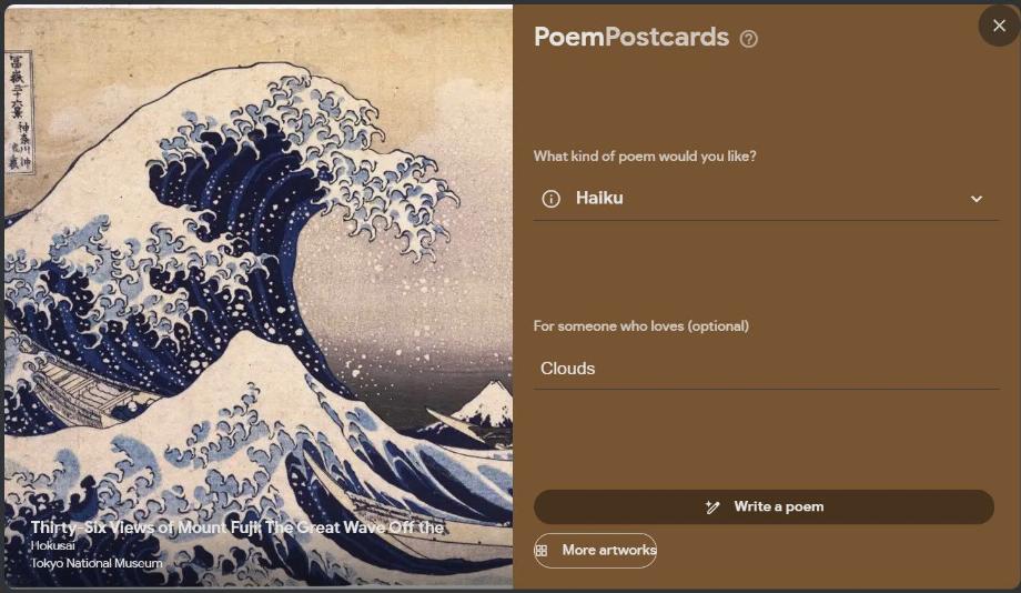 L'intelligence artificielle de Google génère des poèmes de différents styles basés sur des œuvres d'art. (Capturer)