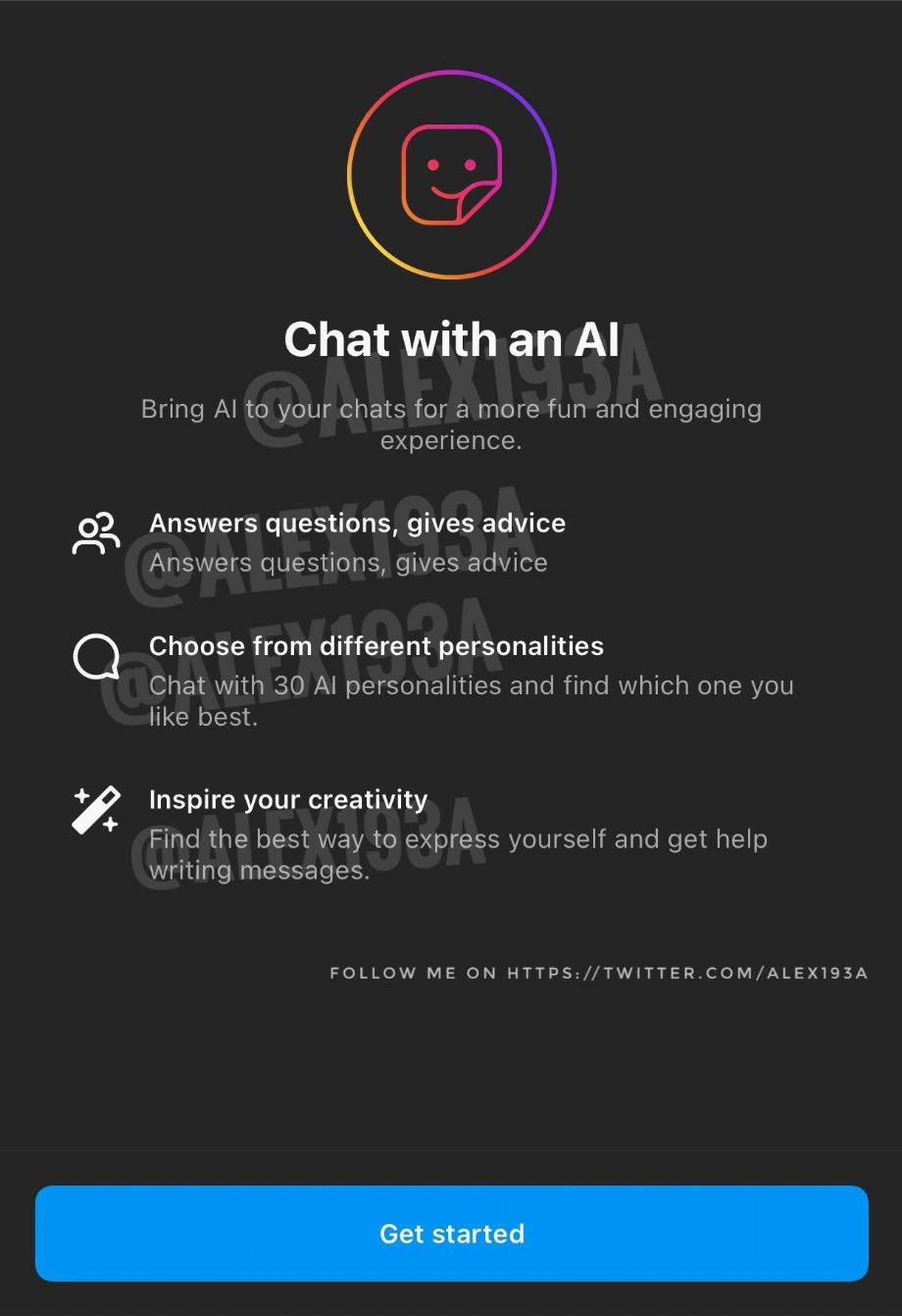 Instagram développerait une fonctionnalité pour inclure les chatbots dans les conversations. (Twitter/@alex193a)