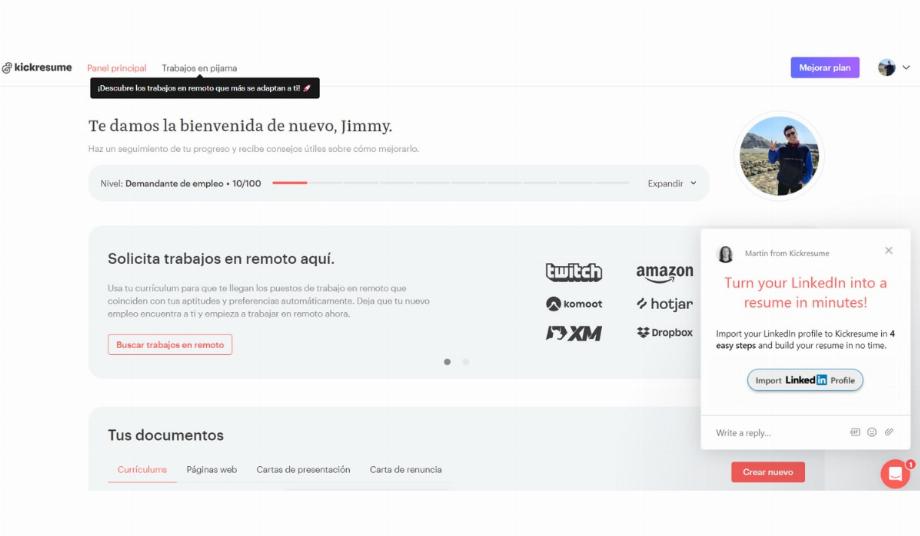 Kickresume, vous permet de créer votre CV gratuitement avec l'intelligence artificielle et des modèles professionnels