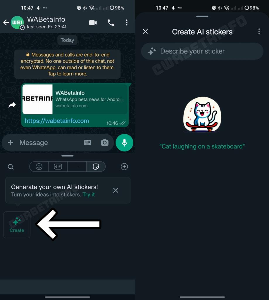 L'application vous permettra de sauvegarder le contenu généré pour l'utiliser dans d'autres chats. (WABetaInfo)