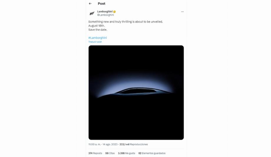 Lamborghini donne un indice de son prochain lancement sur ses réseaux sociaux. (@Lamborghini)