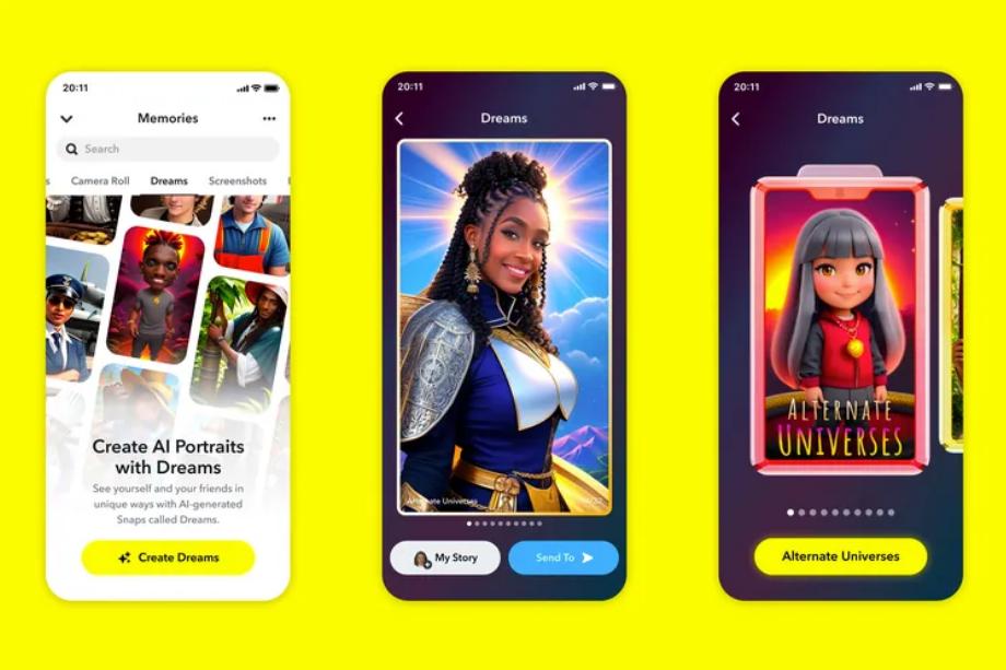 Les utilisateurs de Snapchat pourront bientôt créer des selfies avec l'IA générative dans la section Souvenirs de l'application. (Snapchat)