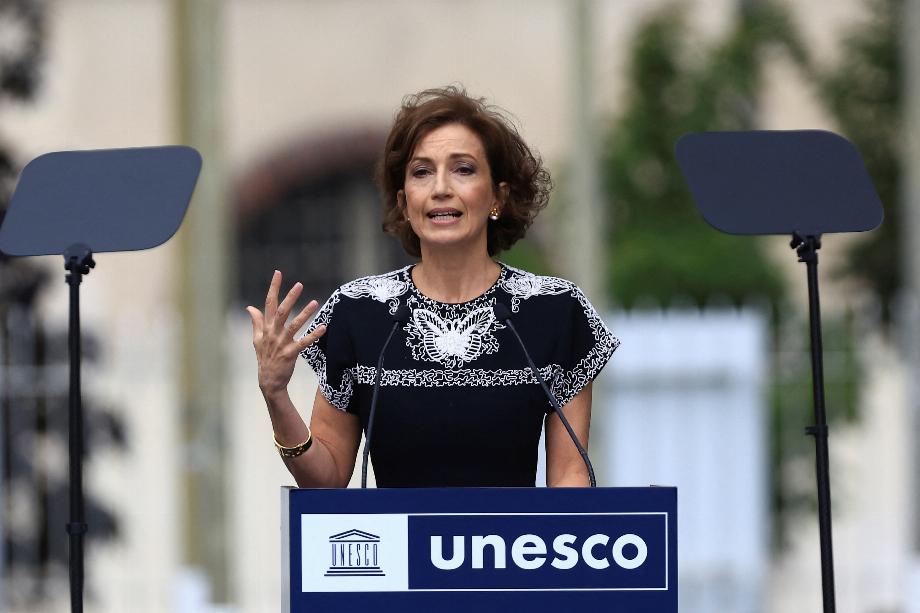 Audrey Azoulay, Directrice générale de l'UNESCO, prononce un discours lors d'une cérémonie au siège de l'UNESCO à Paris, France, le 25 juillet 2023. Aurélien Morissard/Pool via REUTERS/file