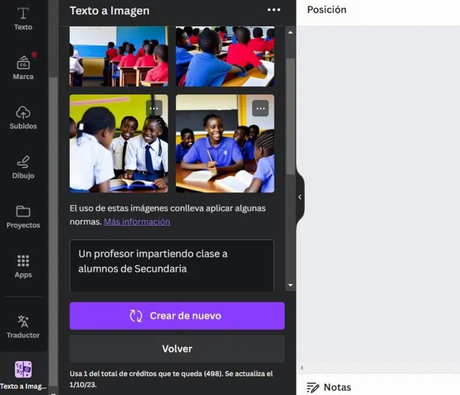 Canva génère des images à partir des textes fournis par les utilisateurs. (Toile)