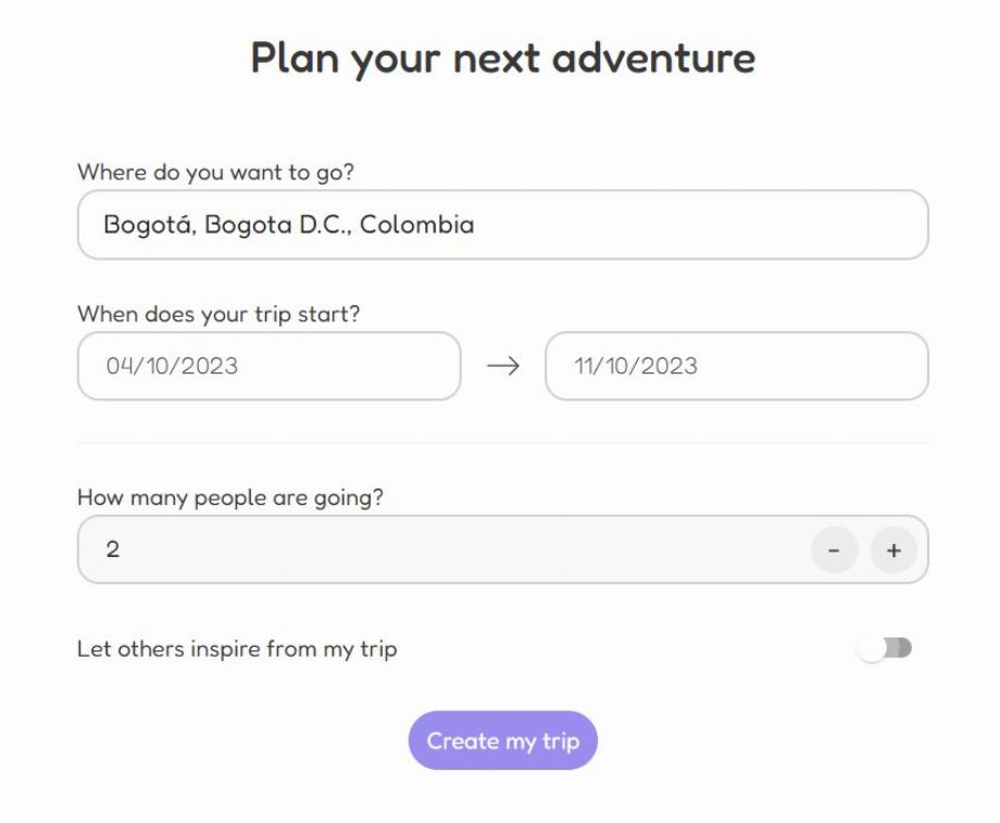 IA du planificateur de voyage. (Capturer)