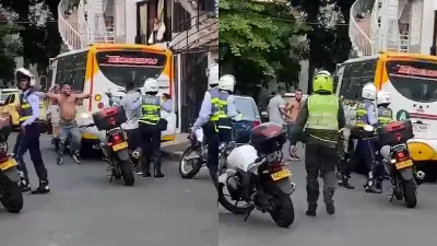 Avec des sangles : un conducteur qui s'est enfui après avoir percuté un motocycliste à Cali, a attaqué plusieurs agents de la circulation
