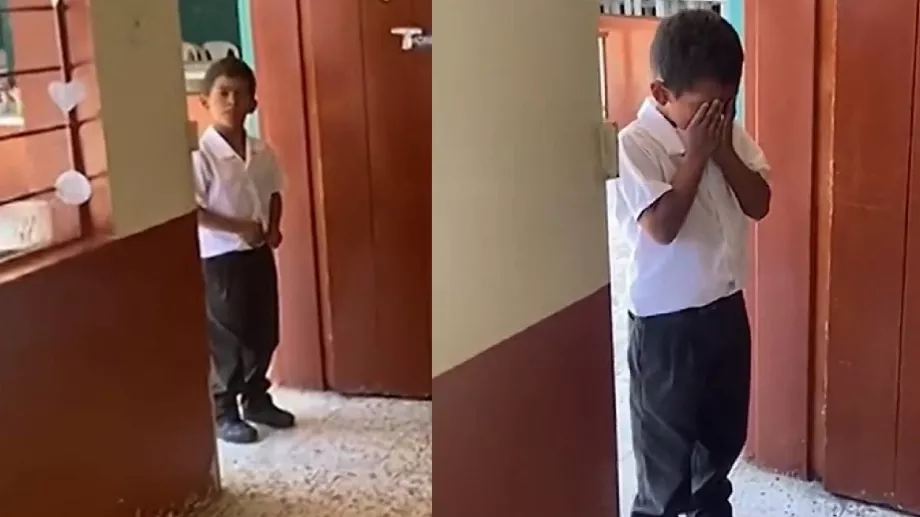 Le mineur n’a pas pu retenir ses larmes en voyant les marques d’affection de ses camarades d’école. Photo : captures d’écran