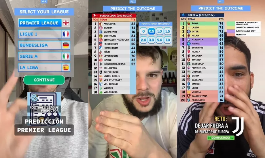 Le filtre TikTok permet de prédire le résultat final des cinq grandes ligues de football d'Europe. (Infoba)