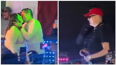 Un homme fait une demande en mariage pendant que Dani Flow chante « Reggaeton Champange » de Bellakath en direct | VIDÉO