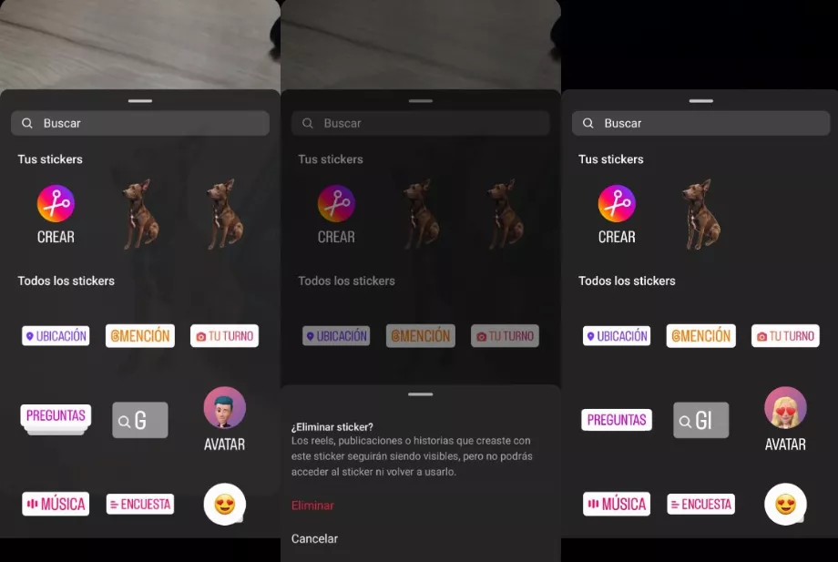 Supprimez les autocollants créés sur Instagram. (Infoba)
