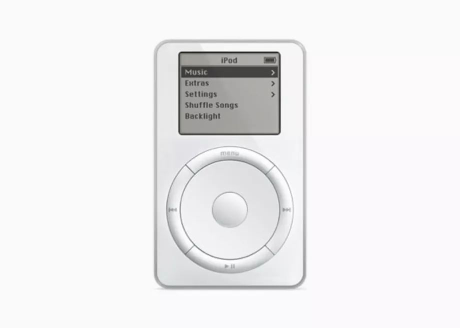 La première génération d'iPod présentée par Apple se caractérisait par la capacité de stocker jusqu'à 1 000 chansons sur l'appareil. (Manzana)