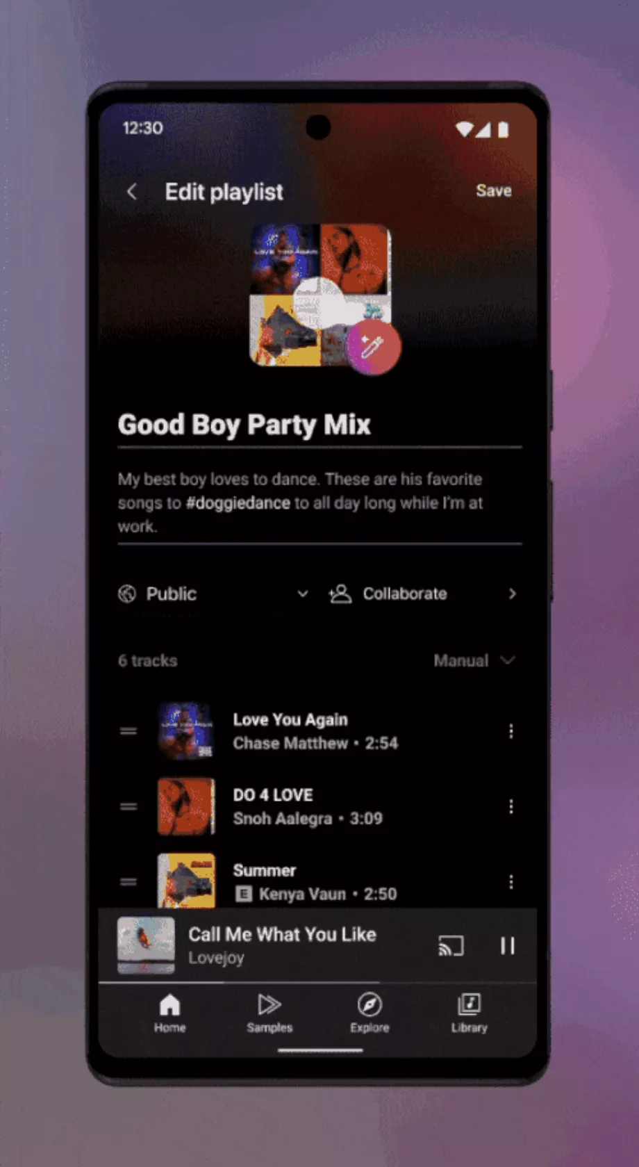 Google a partagé un GIF animé dans lequel vous pouvez voir comment la conception de la couverture de la playlist est créée avec l'IA. (Youtube)