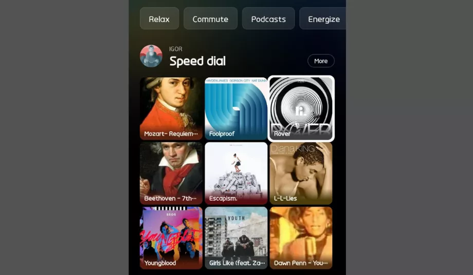 La nouvelle fonctionnalité « numérotation rapide » place le contenu le plus écouté sur votre page d'accueil, vous permettant d'accéder rapidement à vos chansons préférées. (Youtube)