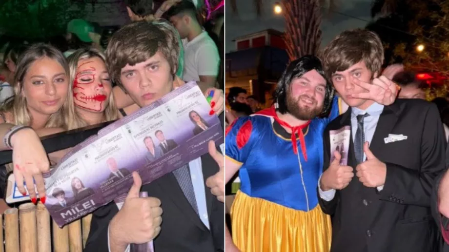 Un jeune homme révolutionne TikTok habillé en Javier Milei et distribue des billets lors d'une fête. (@maxiaricocchii)
