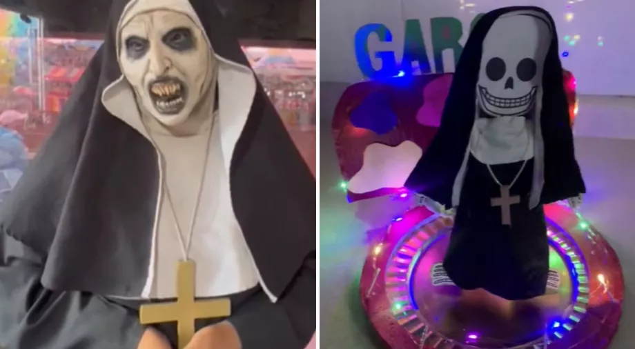 La créativité à son meilleur : un crâne habillé en nonne de la foire surprend les utilisateurs de TikTok (Capture d'écran)