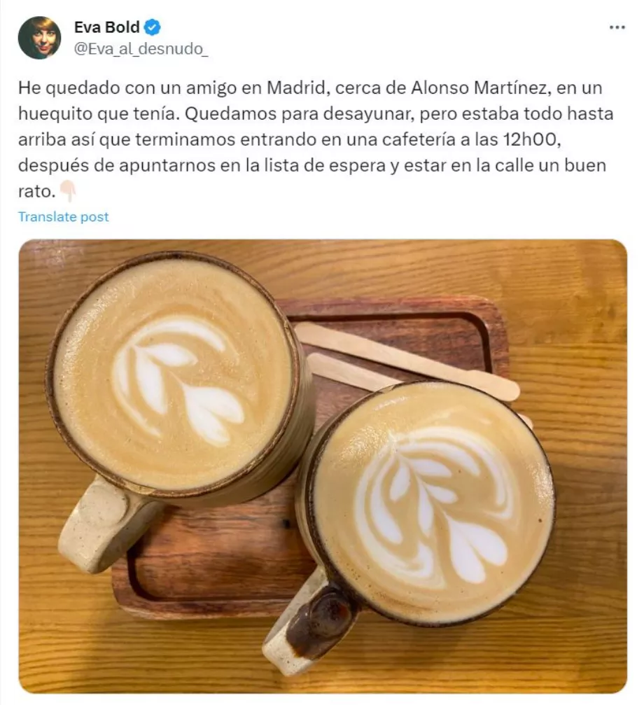 Le petit-déjeuner leur coûtait 36 euros et les clients avaient également de nombreuses conditions. (Twitter : @Eva_al_desnudo)