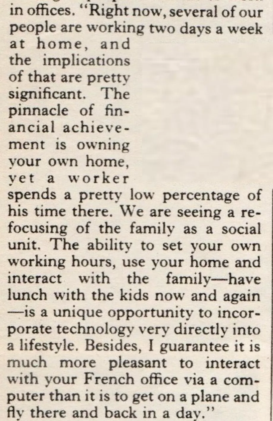 Steve Jobs indiquait en 1981 qu'Apple mettait déjà en place une politique de télétravail au moins deux fois par semaine. (Twitter/@stevesi)