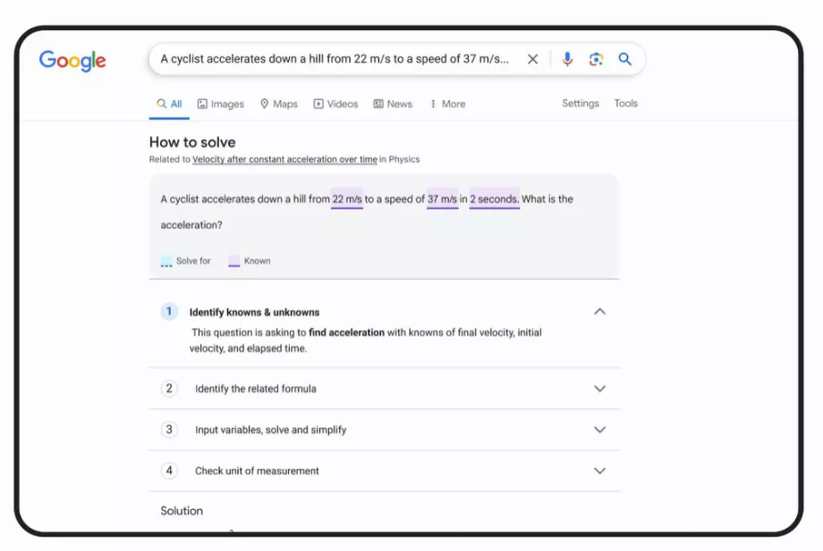 Google montrera les solutions étape par étape. (Google)