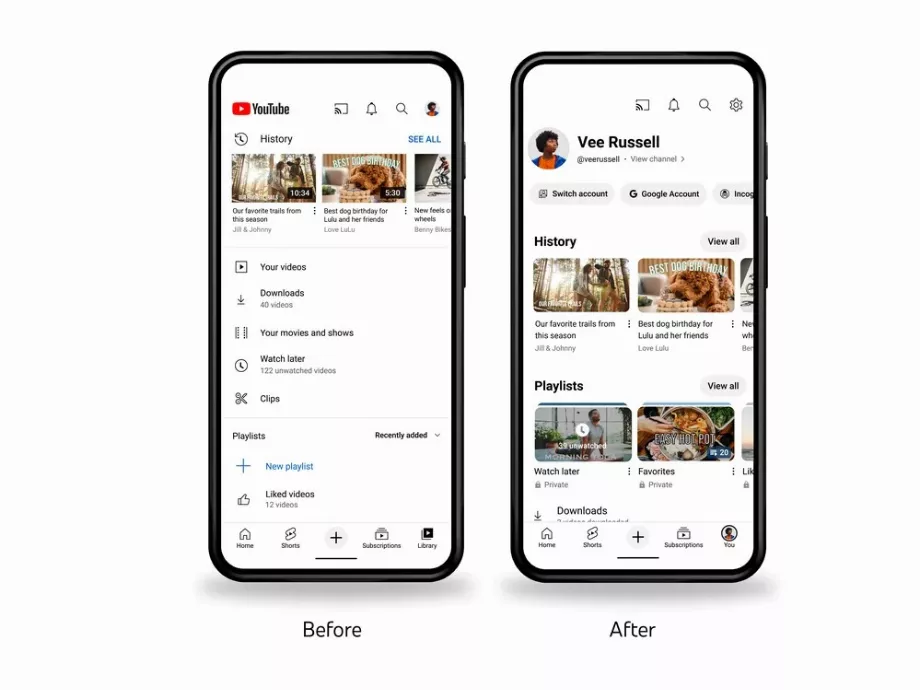 L'onglet Vous implémente plusieurs outils de lecture YouTube. (Youtube)