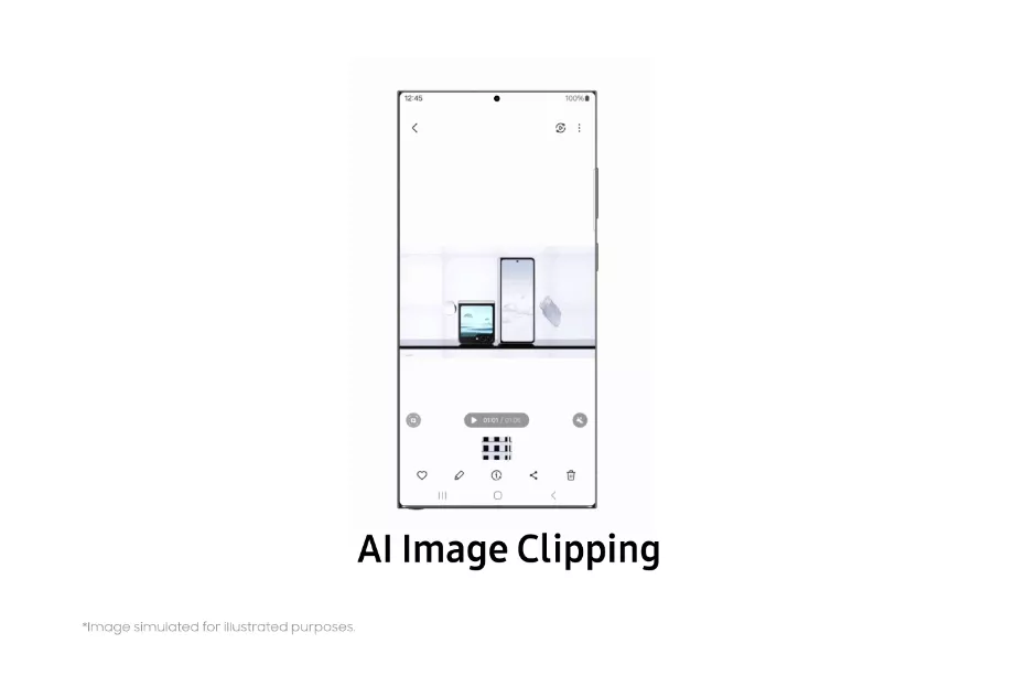 Exemple de la fonction de recadrage d'image AI. (Samsung)