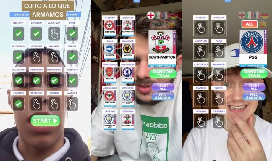Le filtre TikTok crée la meilleure équipe de football de l'histoire. (Infoba)