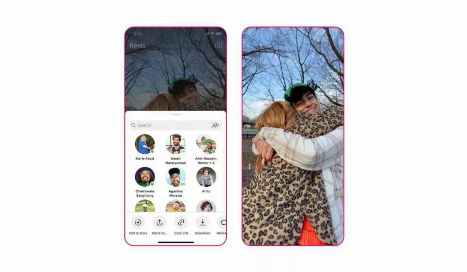 Pour télécharger une Reel sur Instagram, il vous suffit d'appuyer sur le bouton Partager et de sélectionner Télécharger. (Instagram)