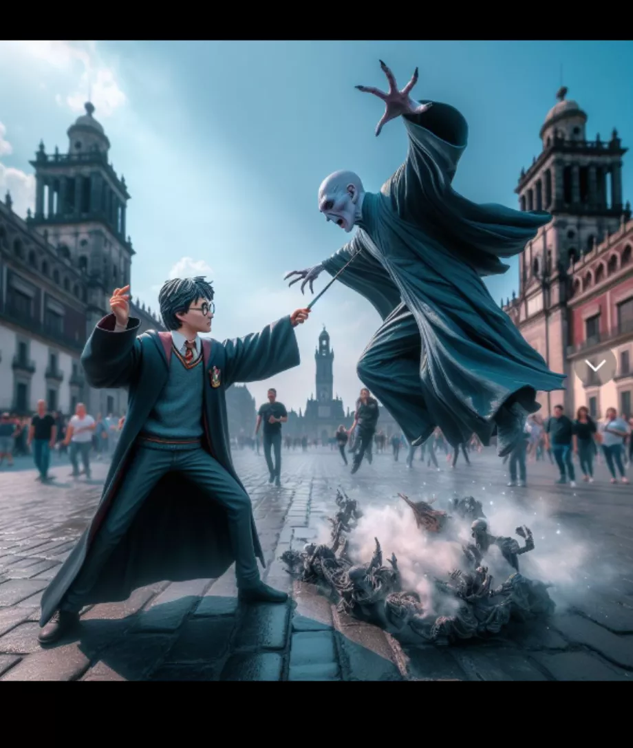 Harry contre Voltemort dans la rue du centre historique (Capture d'écran TikTok/@whatifmexican)