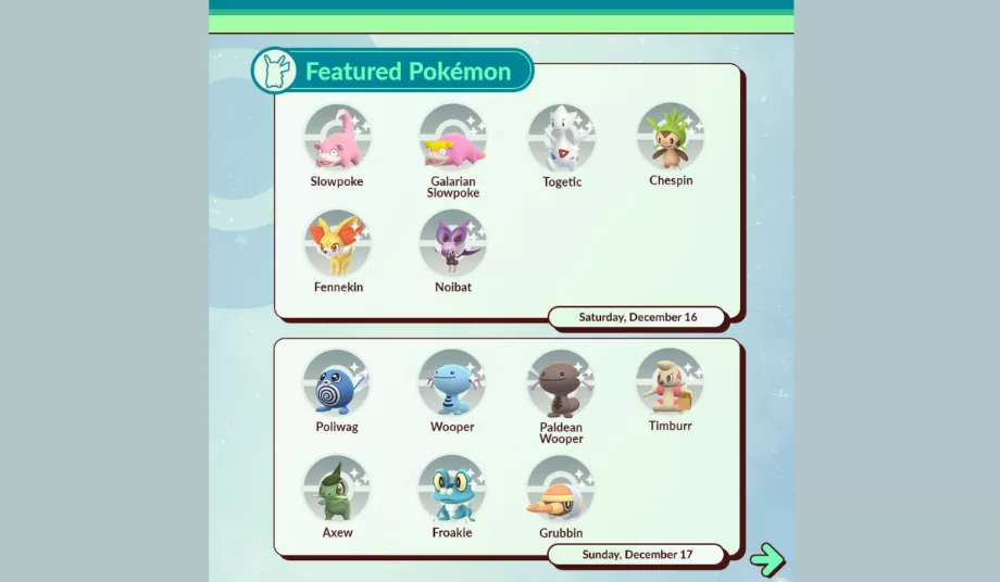 L'événement annuel Pokémon GO amènera davantage de Pokémon sauvages et brillants les 16 et 17 décembre. (@PokémonGoApp)