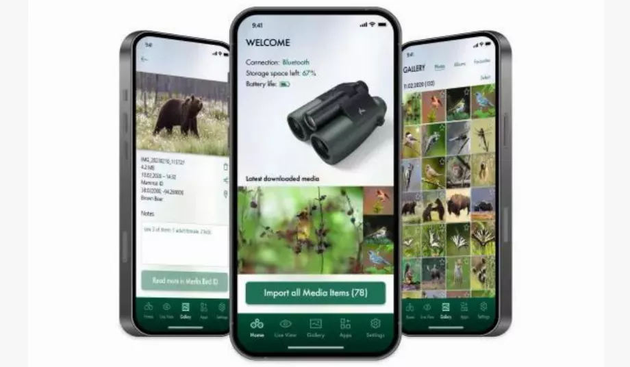 Avec l'application SWAROVSKI OPTIK Outdoor, vous pouvez facilement télécharger des images et des vidéos depuis les jumelles. (Optique Swarovski)