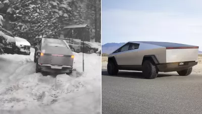 Tesla Cybertruck est ridiculisé sur les réseaux sociaux après s'être retrouvé coincé dans la neige