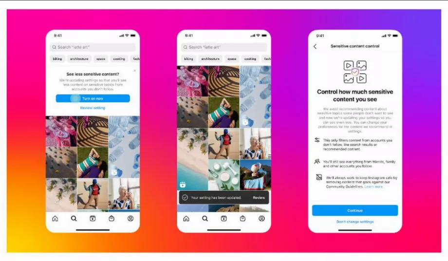 Mises à jour de la recommandation de contenu pour adolescents sur Instagram et Facebook. (But)