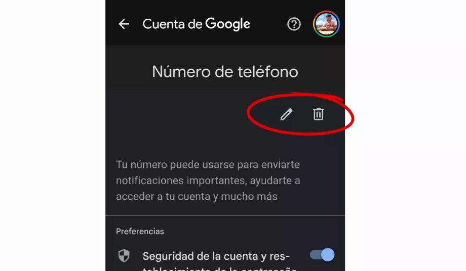 Le numéro est utilisé pour récupérer un compte en cas de vol. (Infoba/Google)