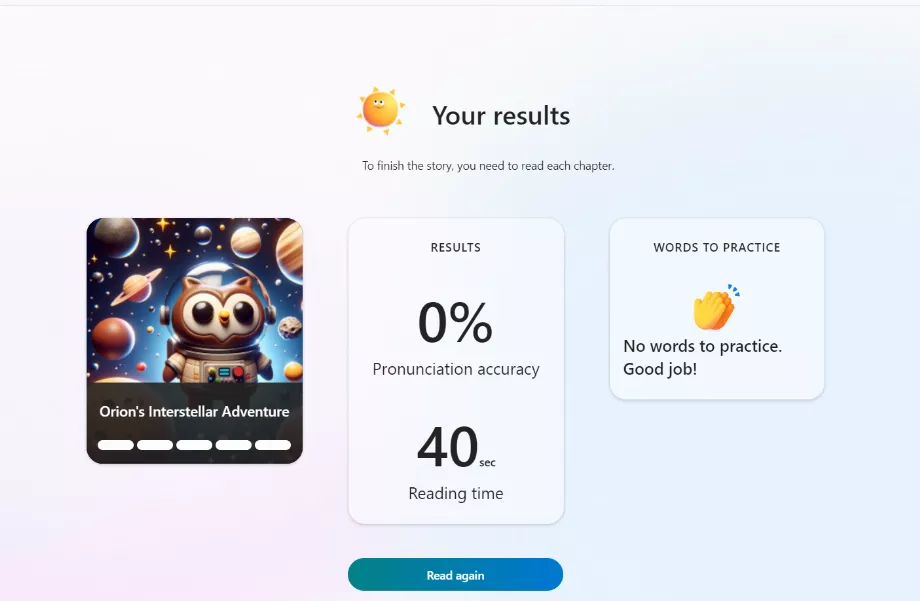 Chaque séance offre un feedback à l'étudiant. (Microsoft)